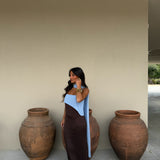 Joanna Dress In Brown and Blue - Shipping/Envio 22/06 to 26/06