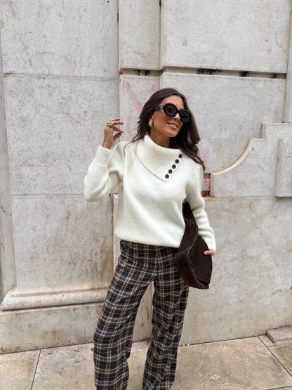 White Glitter Knit Cardigan With Buttons