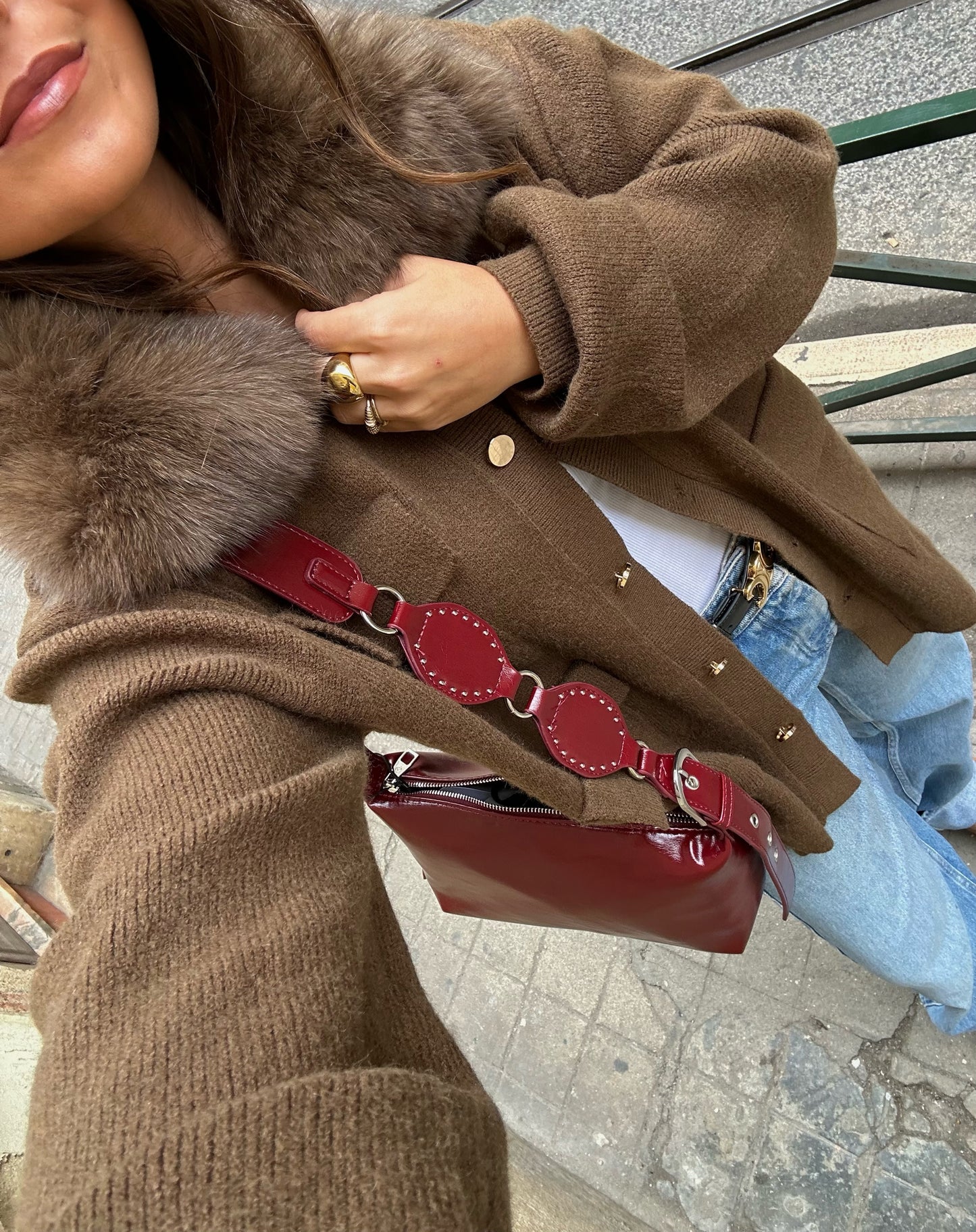 Cashmere and Wool Jacket in Chocolate Brown With Buttons