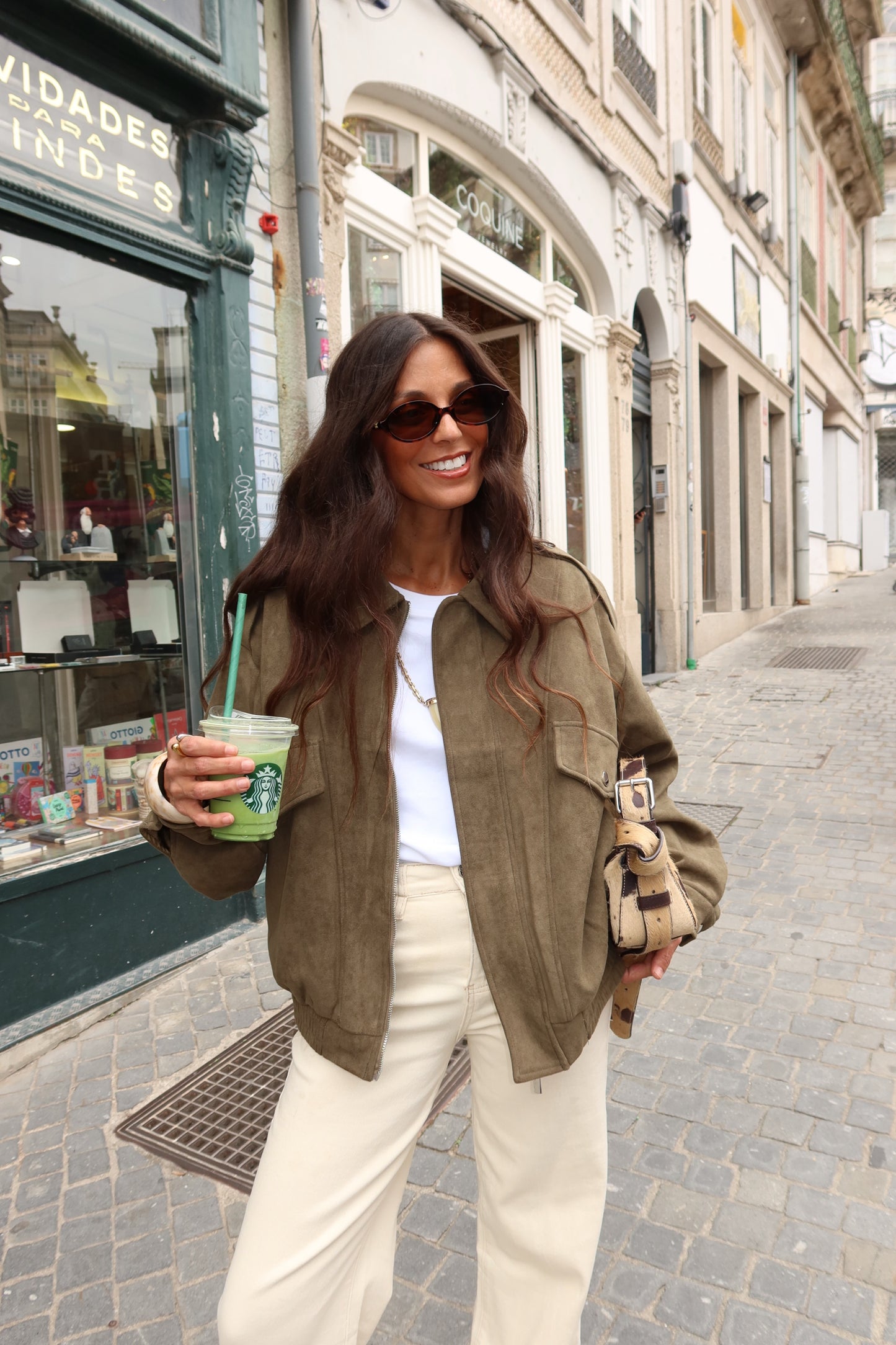 Olive Suede Bomber
