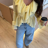 Ruffle Knit Top in Yellow