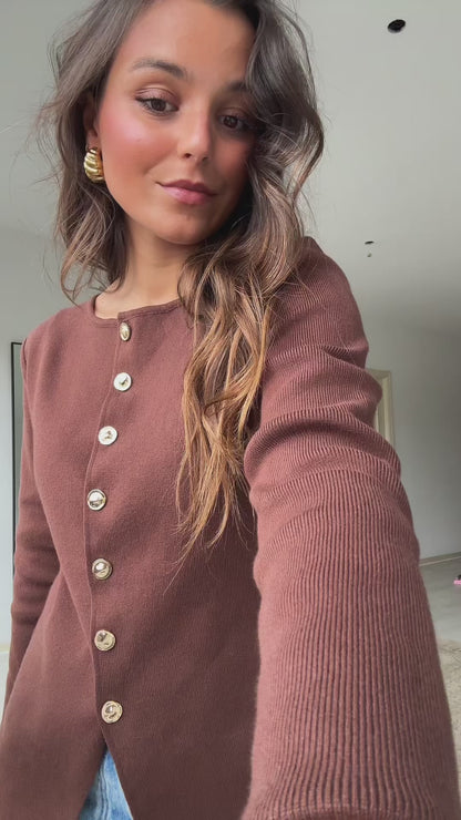 Brown Cardigan with Buttons